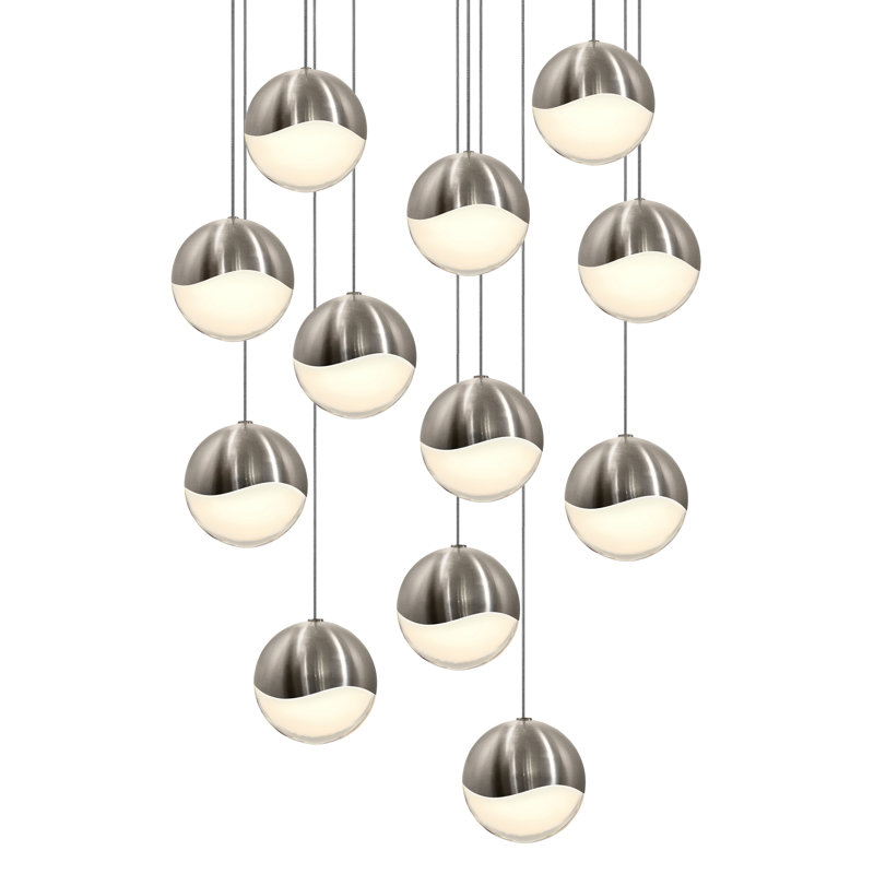 Grapes 12 - Light LED Pendant, 3.75" H x 17" W x 17" D, Satin Nickel