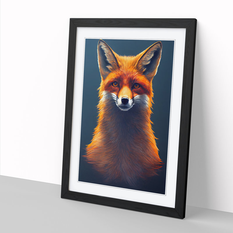FRM-V0523-1036X Fox Portrait Vol.2 - Single Picture Frame Print, Black Framed, 64cm H x 46cm W x 2cm D