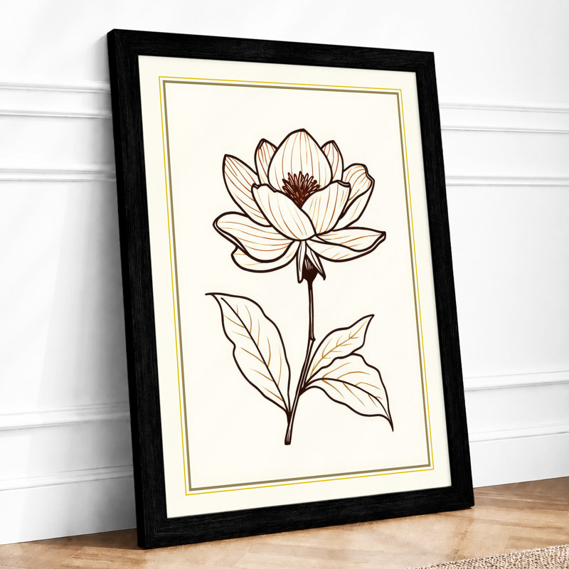 Lotus in Line Botanical - Framed Print, A3 - 42.0 x 29.7 cm, Black