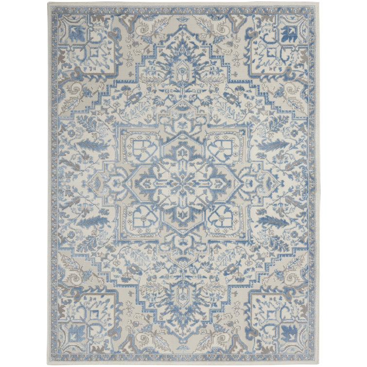 Tapis oriental bleu / gris / brun Lihua