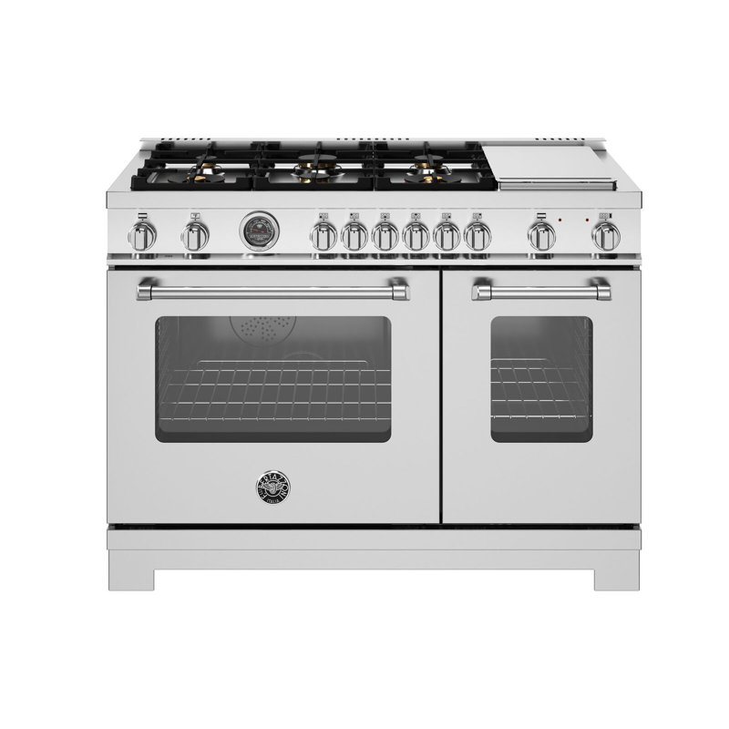 Master Series All-Gas Range 48" - 6 Brass Burners + Electric Griddle - Gas Oven, Liquid Propane