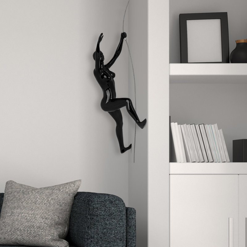 Handmade People Wall Decor on Resin, Black