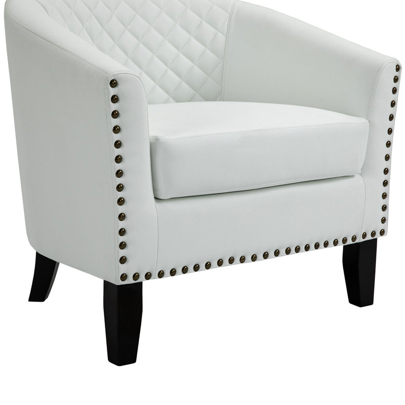 Fauteuil demi-tonneau 30,12 po, Simili cuir blanc
