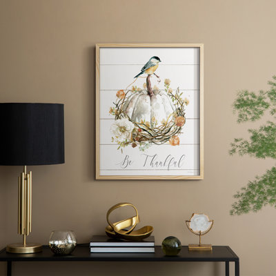 «Be Thankful Bird», reproduction encadrée - bois massif