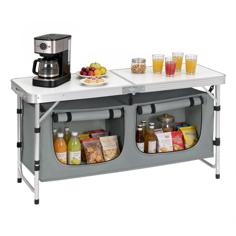 Wasco 6 Person Rectangular 120cm L Camping Table, White/Grey