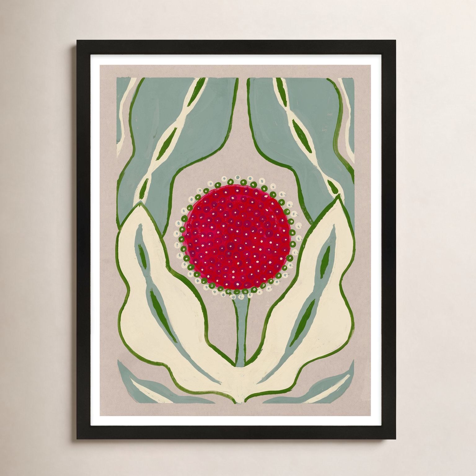 Enette "Magical Poppy 2" Print by Andrea Stokes, 30" H x 24" W x 1.25" D, Black Framed Paper