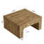 Grande table basse carrée en bois 39 po avec courbes inférieures