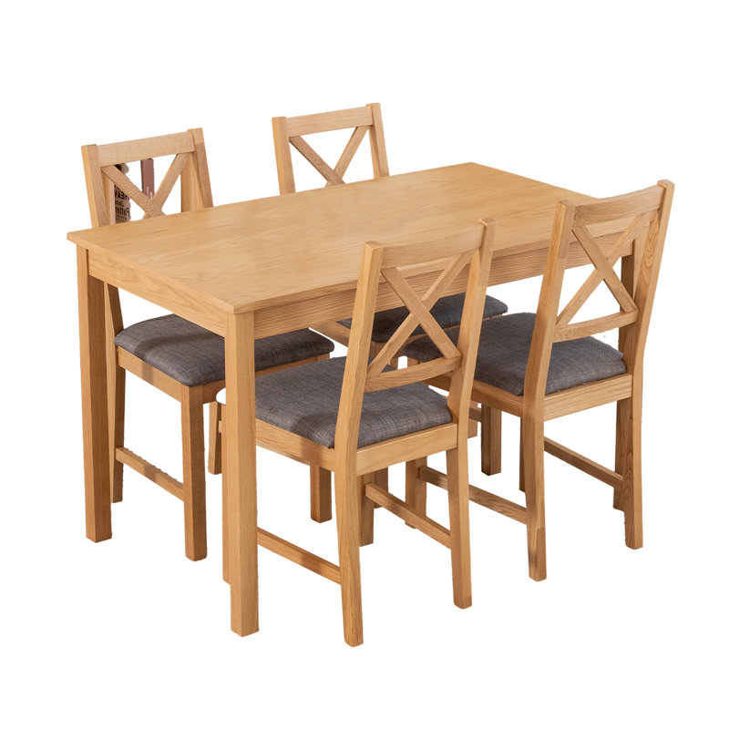 4 - Person Solid Oak Dining Set, Gray