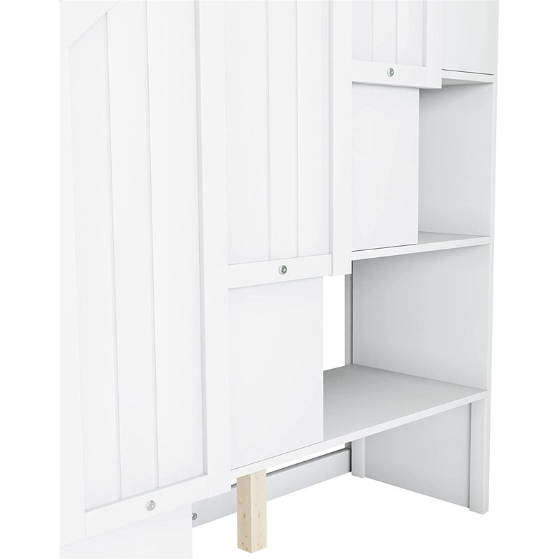 Gaspare Kids Twin Bunk Bed with Drawers, White