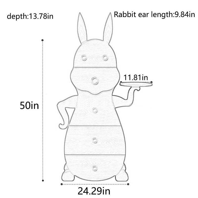 Armoire décorative en bois massif Lapin Créatif, Brun foncé