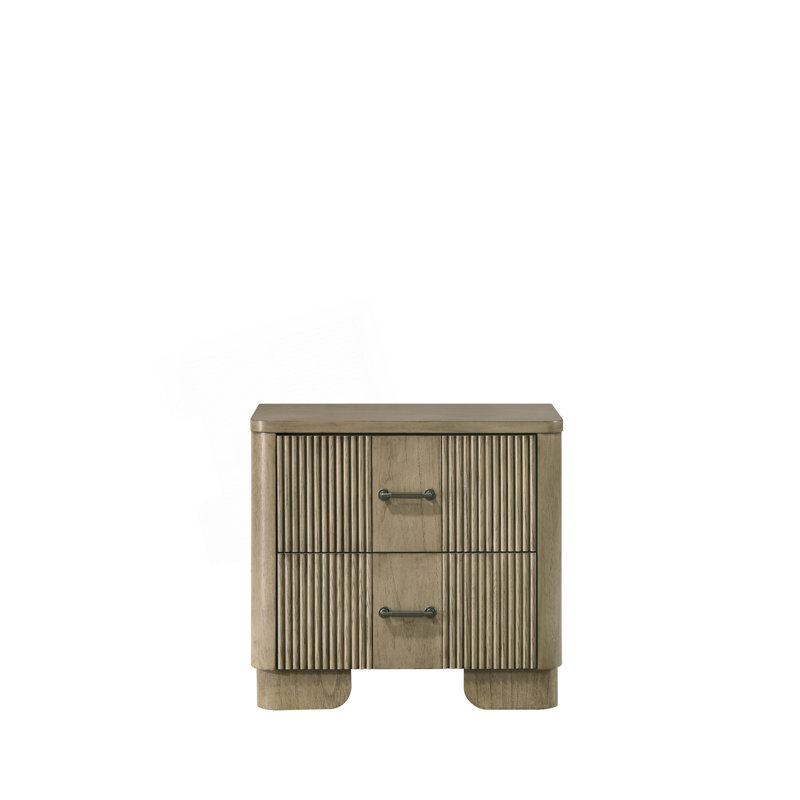 Table de chevet avec tiroirs à glissières en métal et plateau doublé de feutre