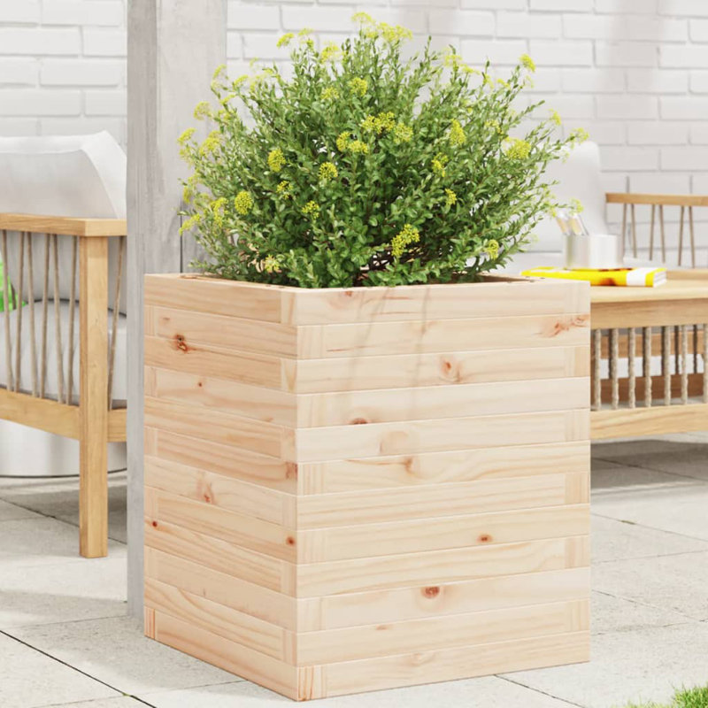 Amiela Planter Box, 46cm H x 40cm W x 40cm D, Natural Pine