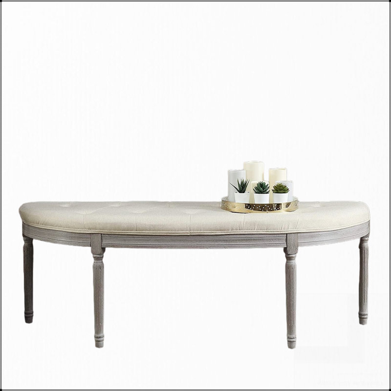 Banc rembourré capitonné beige clair Coastal