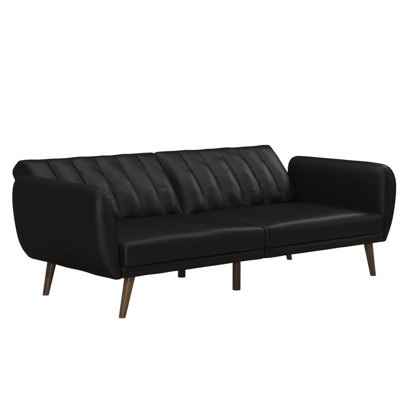 Brittany 81.5'' Vegan Leather Convertible Sofa, Brittany Black Faux Leather