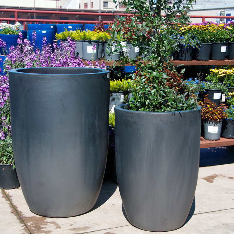 Ensemble de 2 pots à fleurs en argile Le Beau, Noir mat