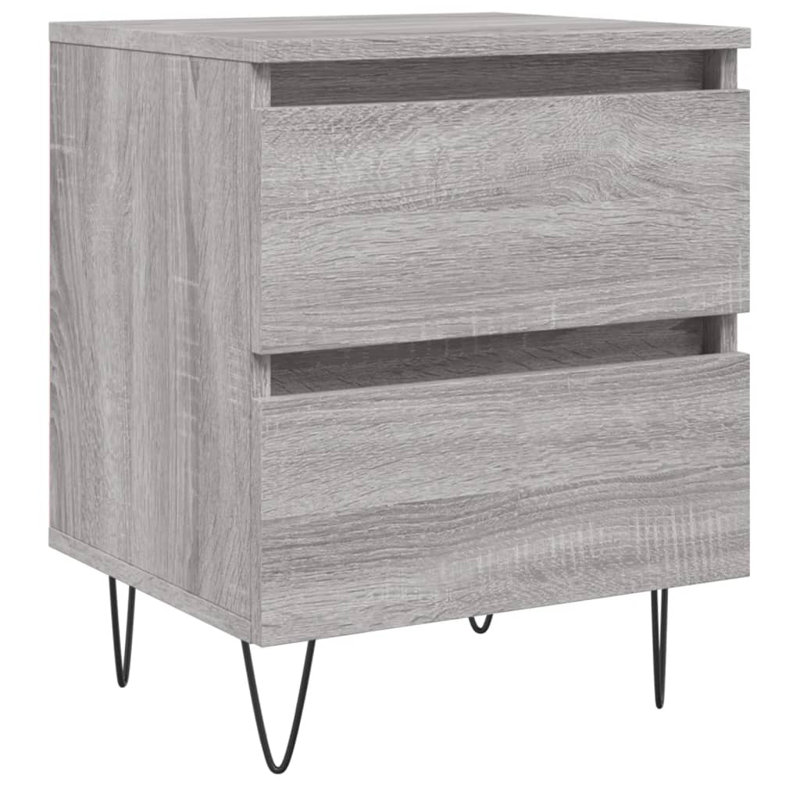 Arreguin 40cm W Iron Bedside Table, Grey Sonoma, Set of 2
