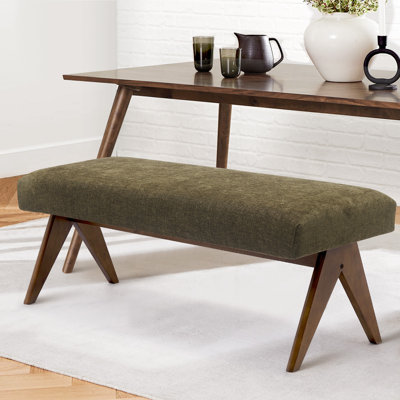45.5" Fully Upholstered Wood Frame Waterfall Entryway Bedroom Bench