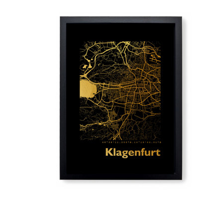 Klagenfurt Map - Single Picture Frame Print