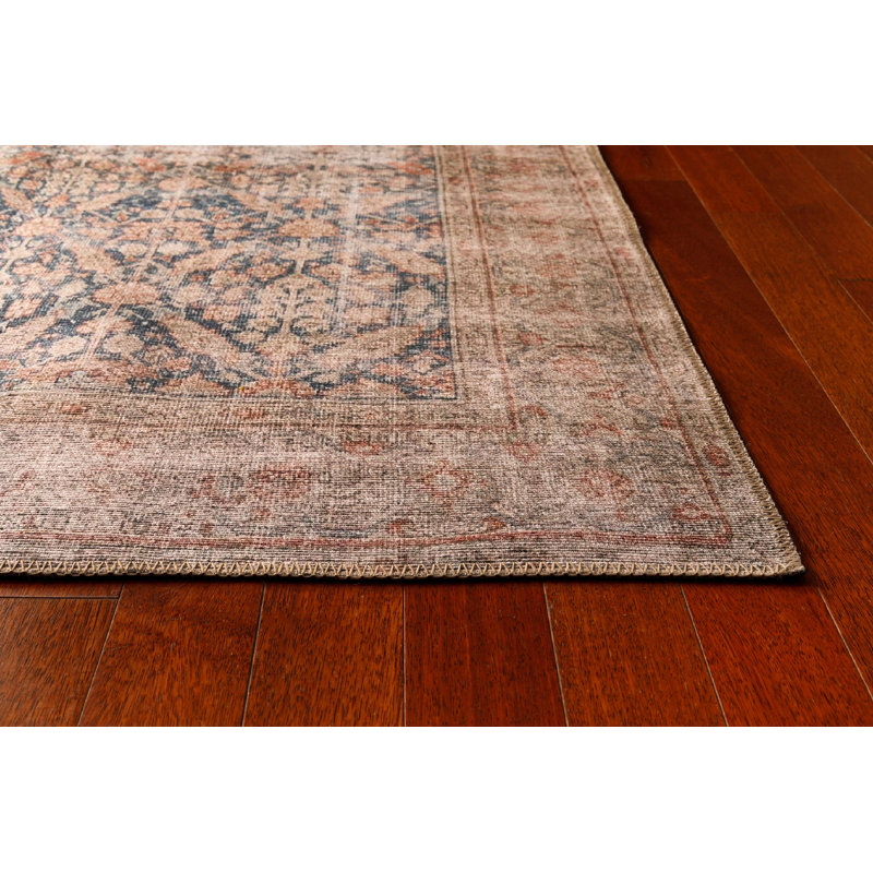 Machine Woven Cotton/Polyester Area Rug in Blue, Rectangle 5' x 7'6"