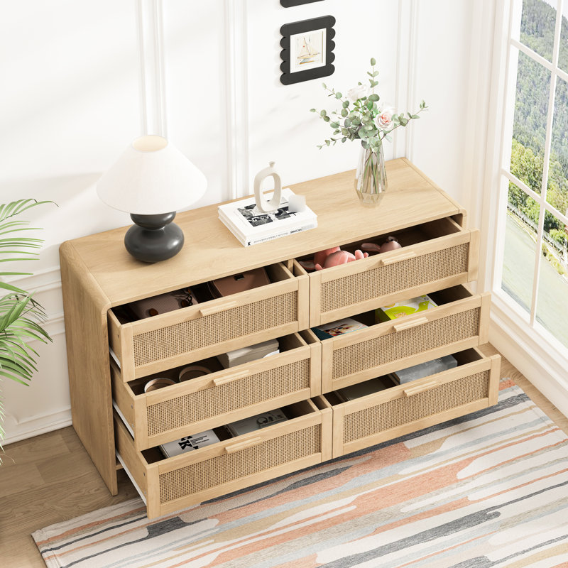 6 Closet With Arc Shaped Corner - Natural Look Cupboard 6 Drawers, Functional, Natural