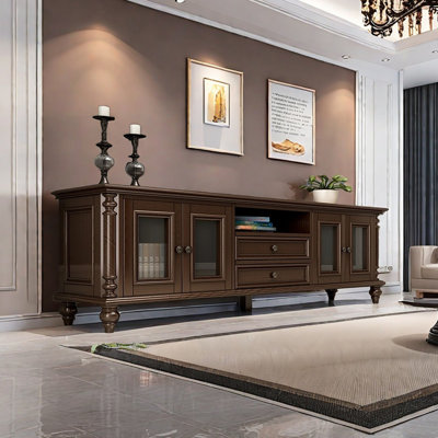 Country style solid wood TV cabinet