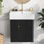 Meuble-lavabo flottant avec lavabo en céramique et rangement à gauche-1665347198