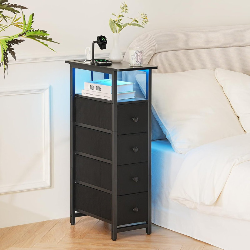 Commode étroite Yoobure pour chambre à coucher, commode mince à DEL avec ...