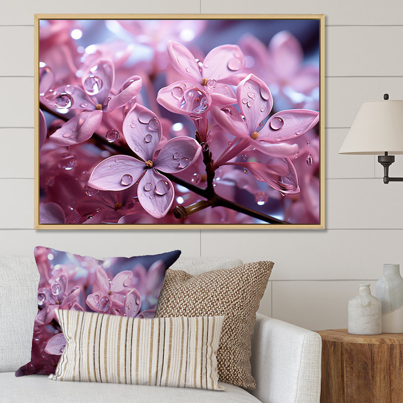 Crystal Lilacs Radiance - Imprimé, Cadre flottant doré, H 16 po x l 32 po x P 1 po