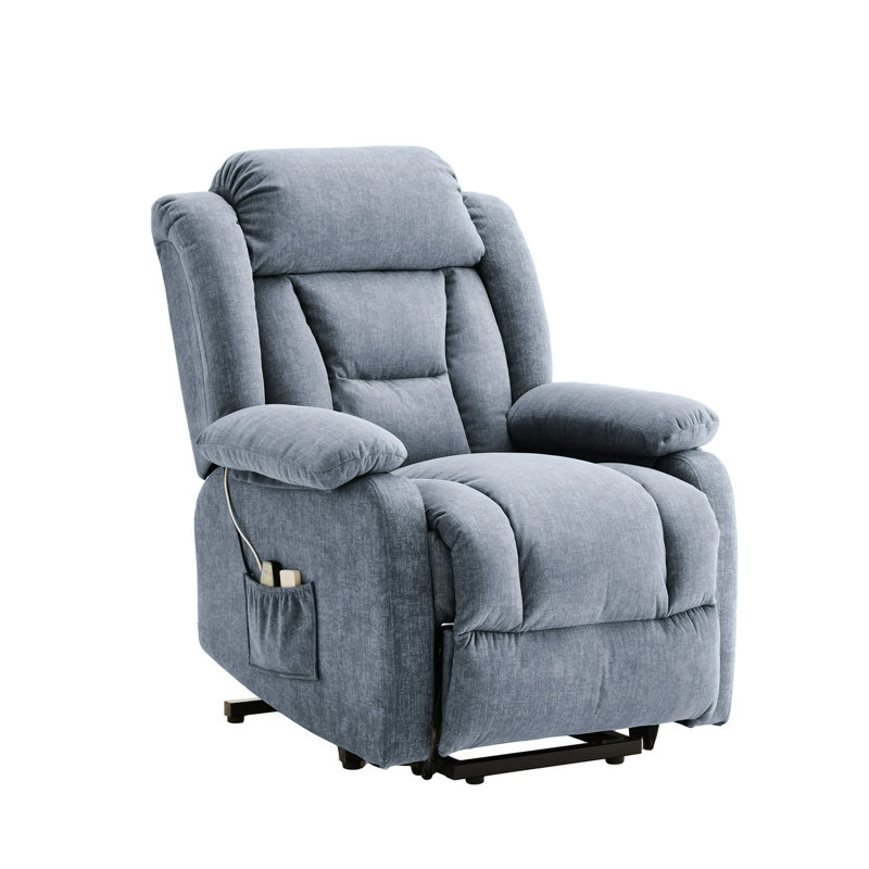 Power Lift Recliner with Heat and Massage, Infinite Position Adjustable, Side Pockets, Comfort Home Reclining Chair, Blue