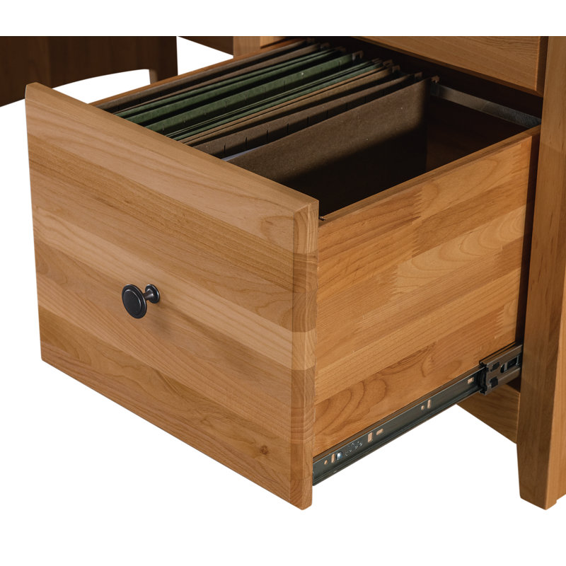 Bureau en bois massif à 4 tiroirs Malani, Naturel