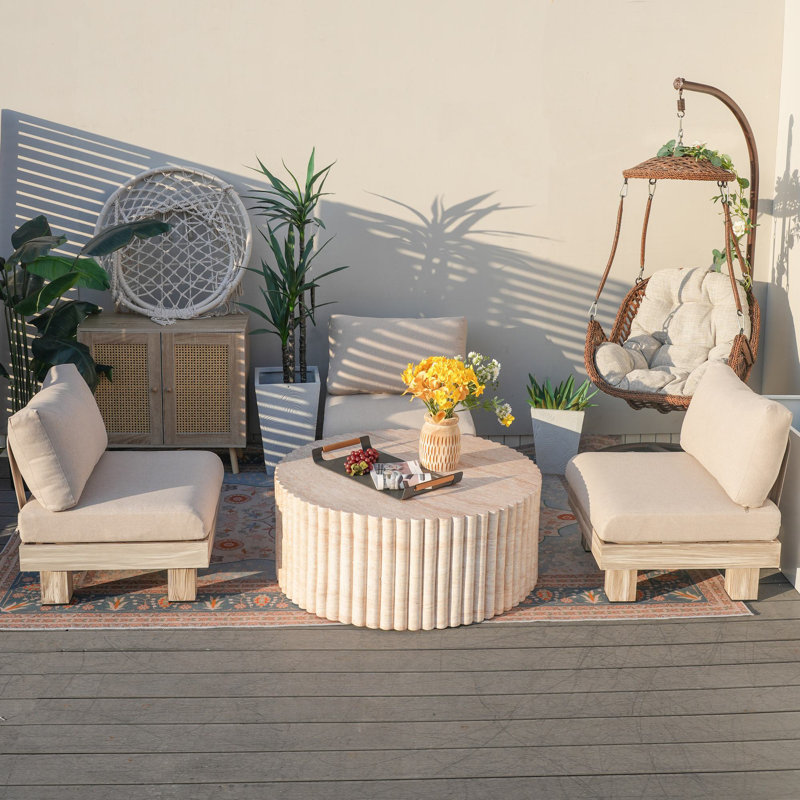 Ensemble de conversation avec chaises multiples d'extérieur Fulgentas Shenia