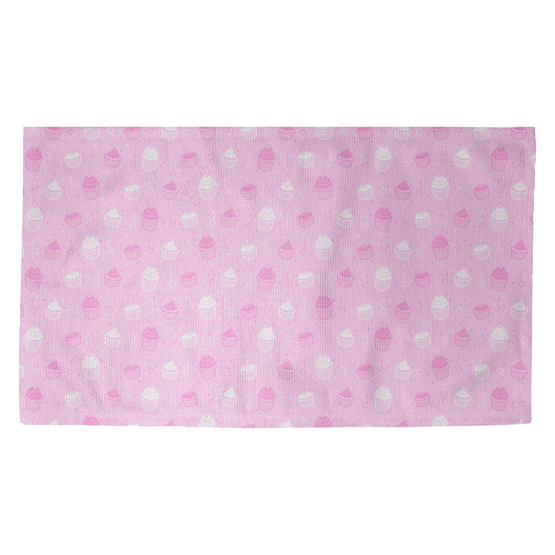 Tapis rose/zone blanche petits gâteaux Avicia, Rectangle 2 pi 1 po x 3 pi 4 po