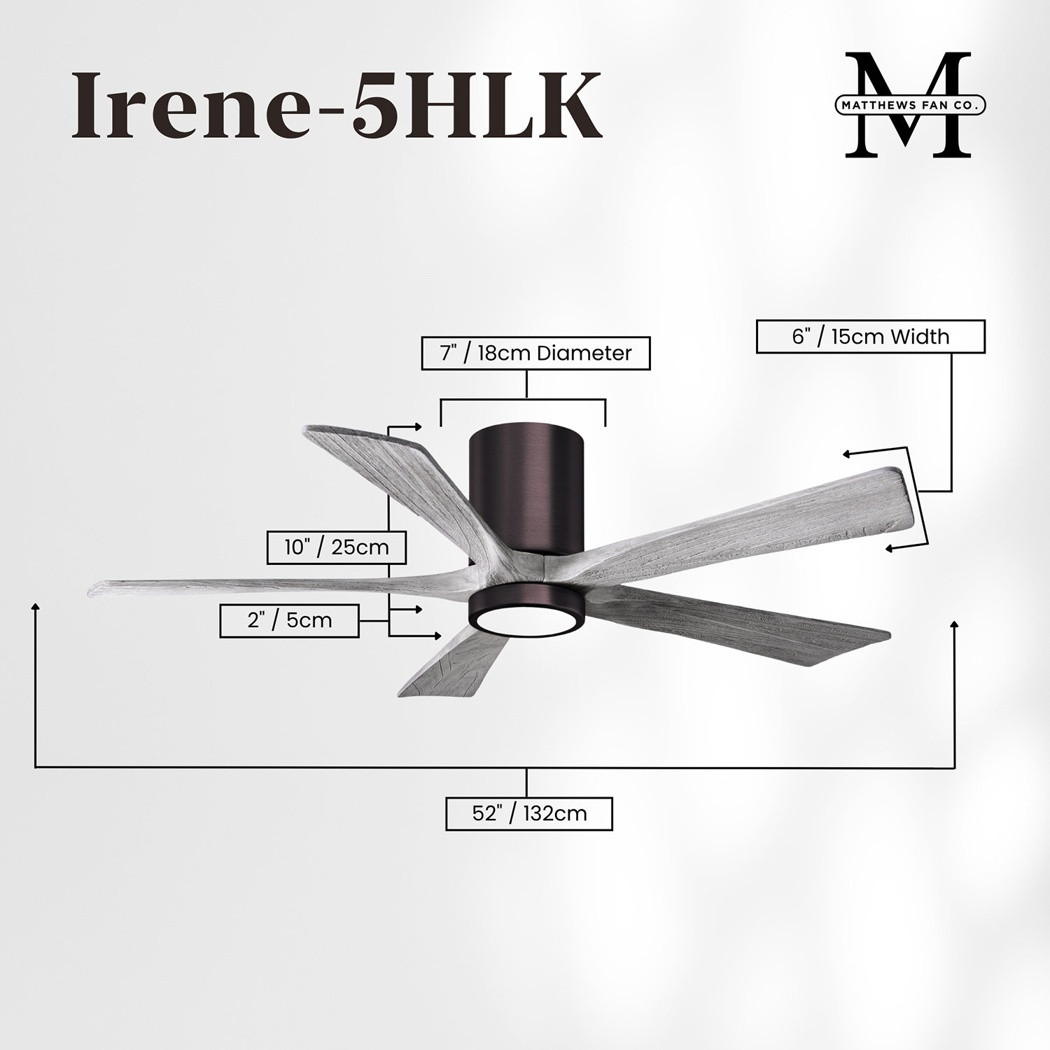 Irene Ceiling Fan with LED Light Kit, Brushed Bronze, 52", Barn Wood Tone