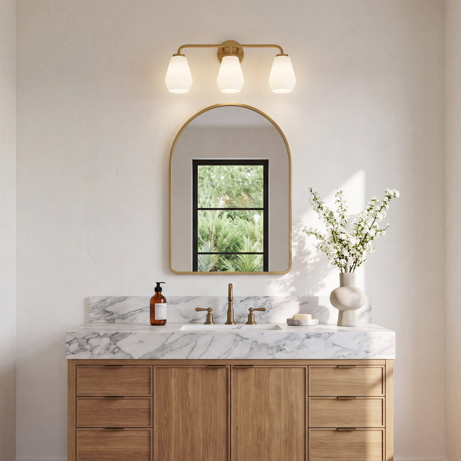 Caravella Bathroom Vanity Light, Lacquered Brass