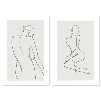 Oliver Gal " Her Shapes Set Abstract Woman Outline Modern And Contemporary " by Oliver Gal 2 - Pieces