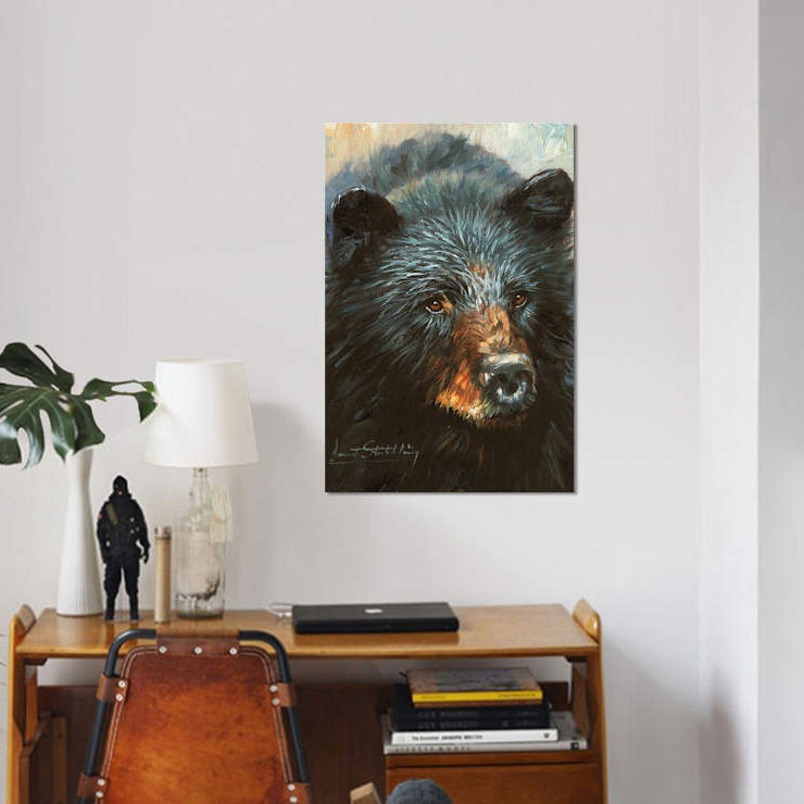 «Black Bear» par David Stribble - impression sur toile tendue, H 60 po x l 40po x P 1,5 po, Toile tendue, Pas de tapis