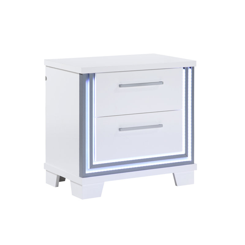 2-Drawer Nightstand with Lights