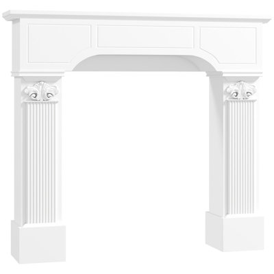 Manteau de cheminée Baroque, encadrement de cheminée autoportant avec pieds ioniques pour foyers électriques, l 43,25 po x H 42,75 po, blanc