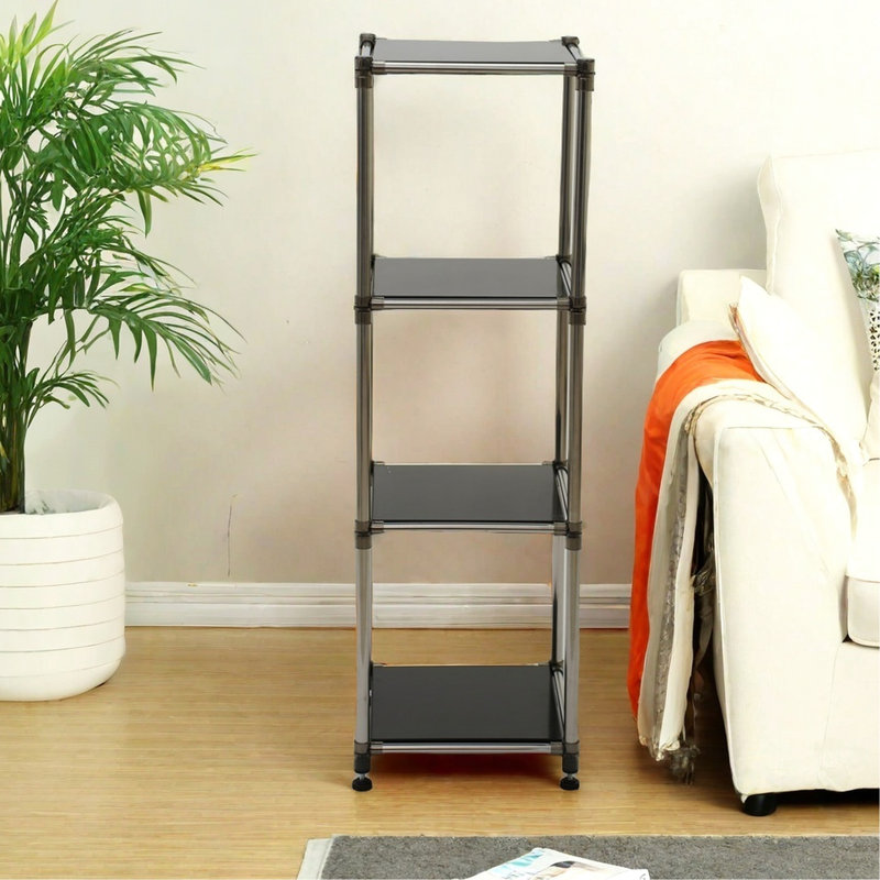 Rangement robuste en acier inoxydable noir 4, 100 lb par tablette, pour garage, sous-sol, buanderie, étagère de rangement intérieure / extérieure, capacité / tablette, noir, rangement