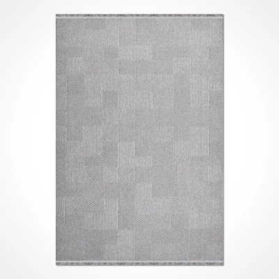 Margin Gray Modern Polyester Area Rug Easy to Clean