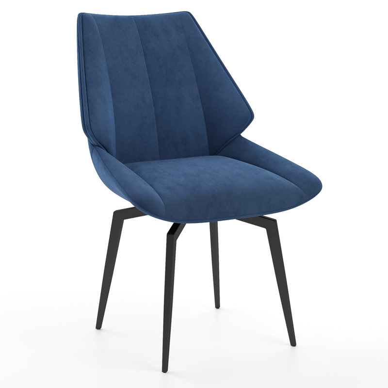 Gretchine 0cm H Velvet Upholstered Side Chair, Blue, Black