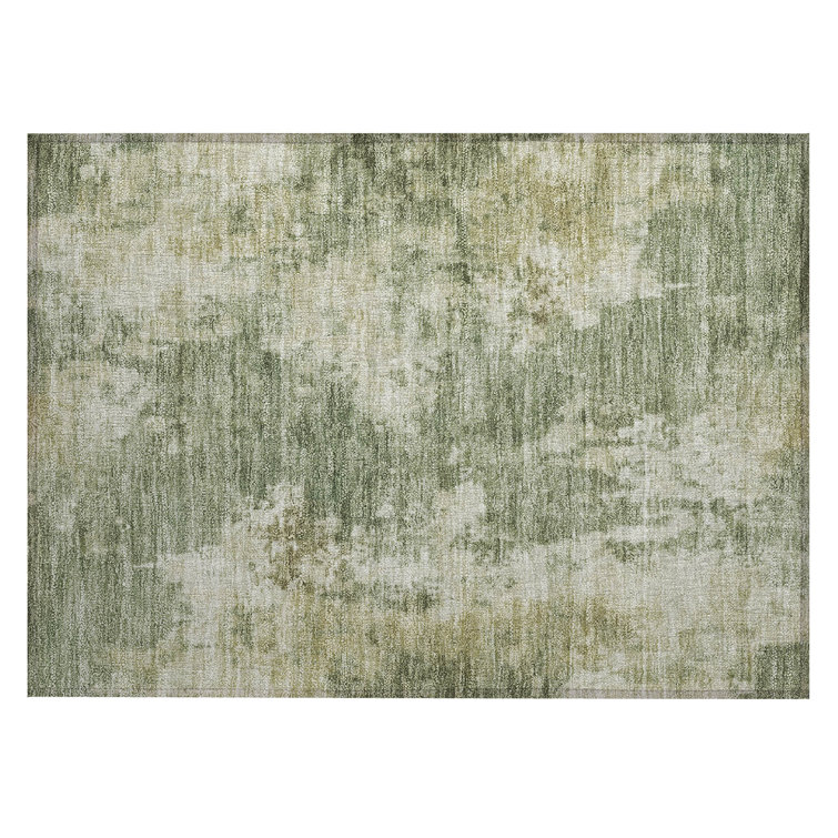 Machine Washable Indoor/Outdoor Xhevrie Sage Rug