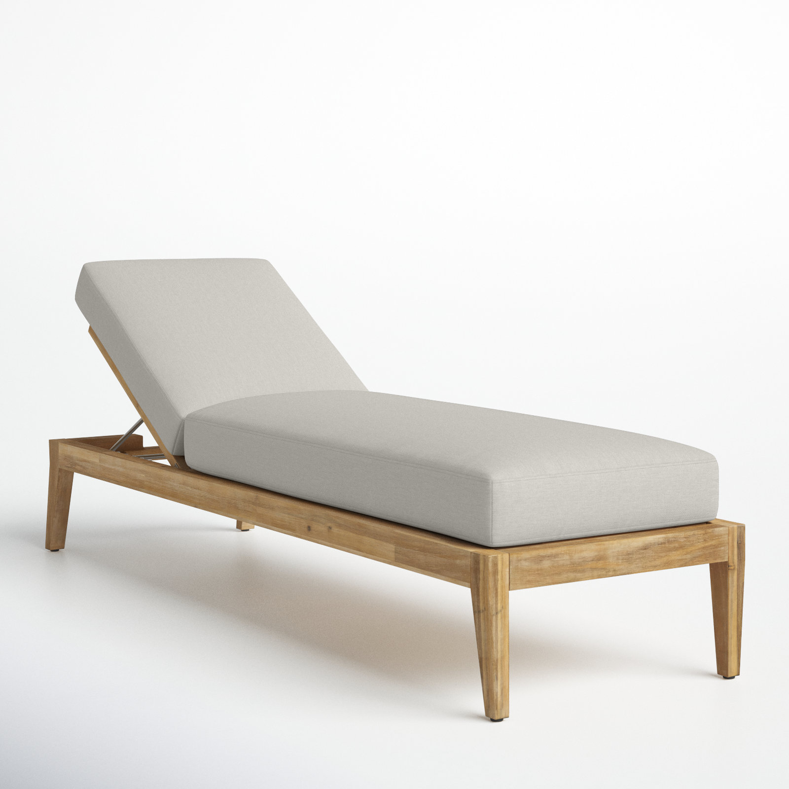 Amine 24'' Outdoor Acacia Chaise Lounge, Royal Taupe, Gray