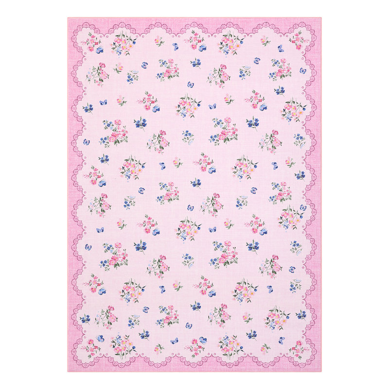 Floral Machine Washable Rug with Rubber Backing Foldable Printed Non Slip Carpet, Soft Easy Care Home Decor Floor Cover for Living Room Bedroom