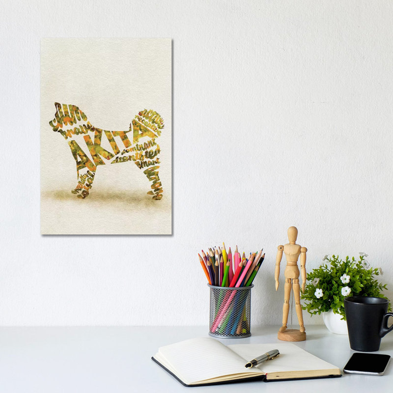 Akita Inu by Ayse Deniz Akerman - Wrapped Canvas Art Prints, 20.32 cm H x 30.48 cm W