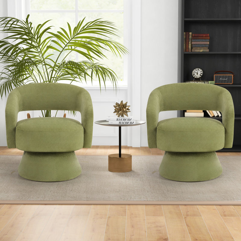 Fauteuil demi-tonneau pivotant l 27,8 po, Microfibre / suédine vert