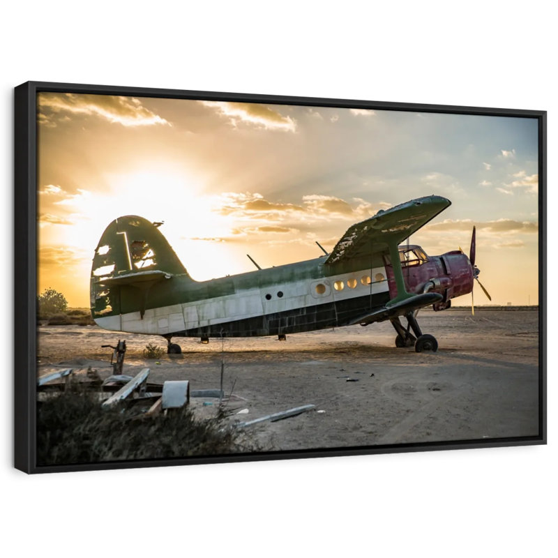 "Art mural ancien avion", H 17 po x l 25 po