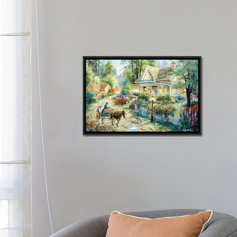 «A Country Greeting» par Nicky Boehme, impression sur toile tendue, H 18 po x l 26 po x P 1,5 po, Toile avec cadre noir