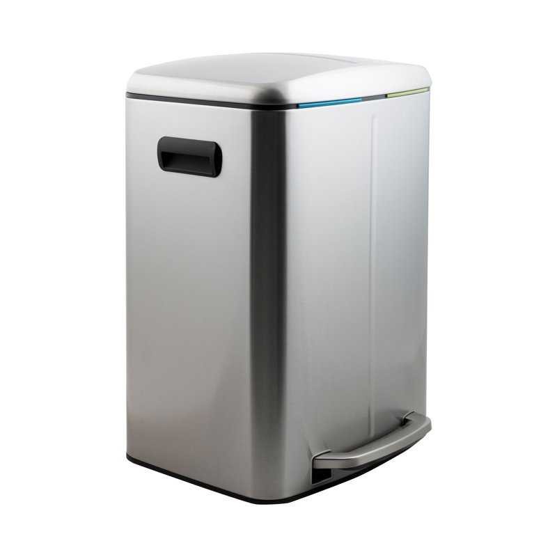 Poubelle et bac de recyclage multi-compartiments 10,57 gallons en acier