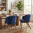 Modern Dining Chairs, Upholstered Fabric Side Chair With Wooden Legs For Kitchen And Dining Room, Navy Blue-503267302-503266235